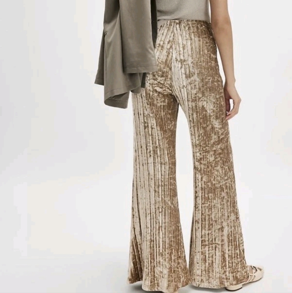 Free People Star Sign Ribbed Pleated Wide Leg Velvet Pants Xs Pre Owned - Picture 2 of 9
